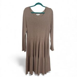 Robbie Bee Taupe Knit Dress – Size XL, Soft Stretch, Cozy Knee Length